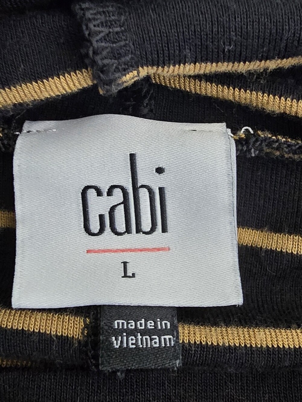Cabi Mock Neck Black Brown Striped Cap Sleeve Blouse Top Size Large Officeware - Picture 2 of 6